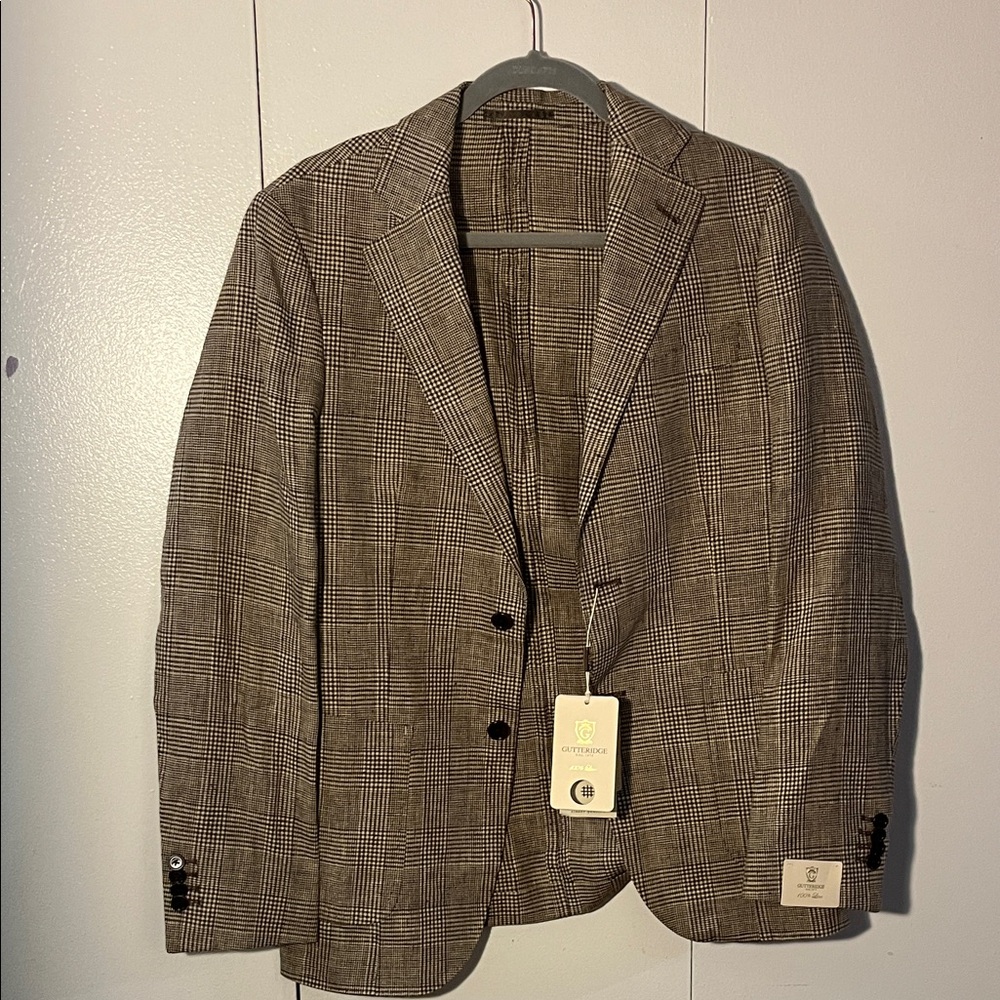 GUTTERIDGE Classic Brown Checkered Blazer